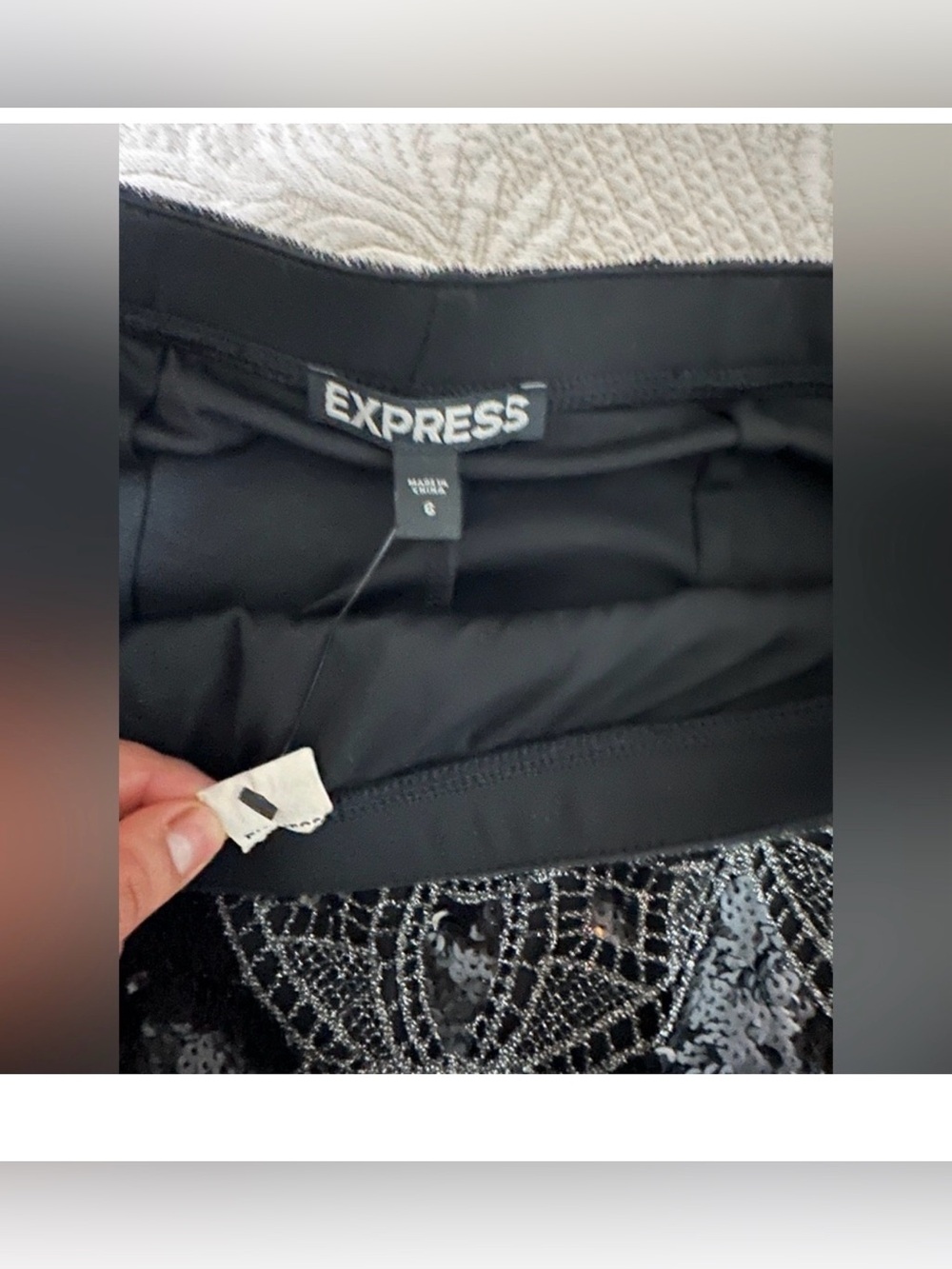 Express Black Beaded 2 piece set, night out, y2k brand new ✨ sequins grey shine - Picture 6 of 6